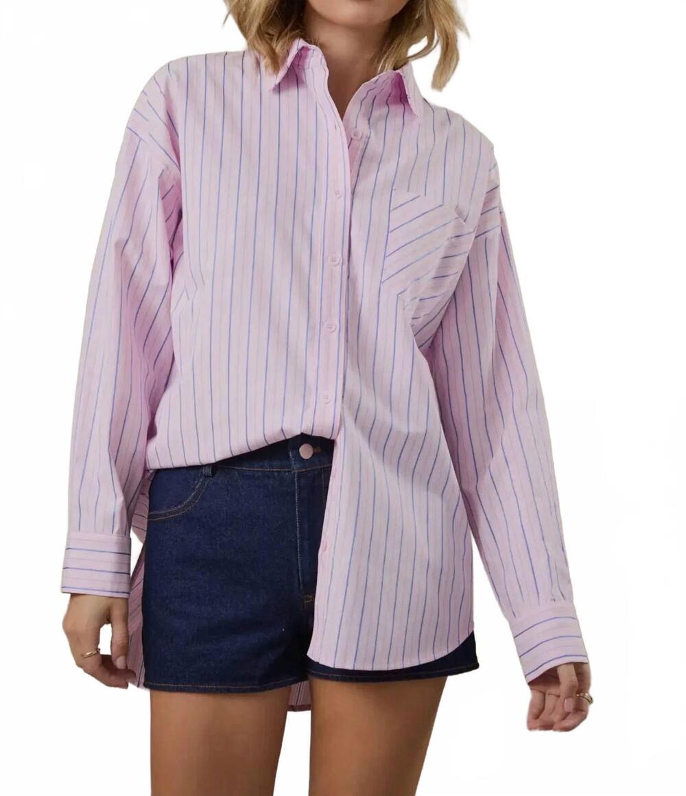 NEW LE LIS blake button down shirt in pink